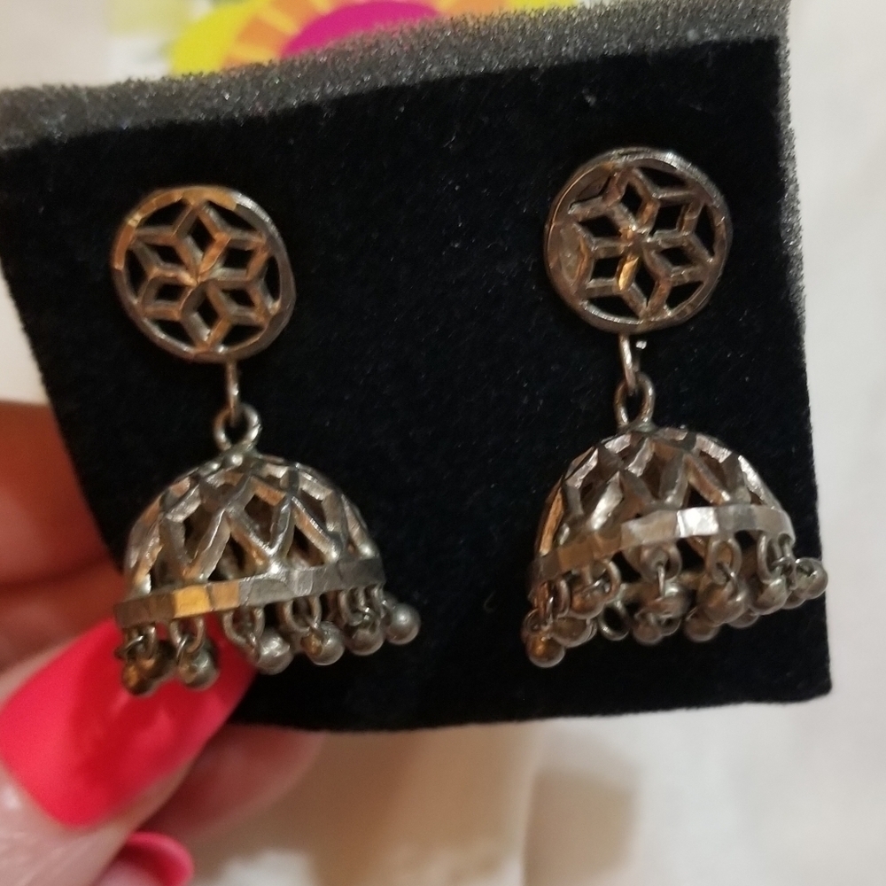 ANTIQUE belly dancer KUCHI sterling silver earrings
